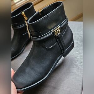 Michael Kors Black Ankle Booties with Gold Accent